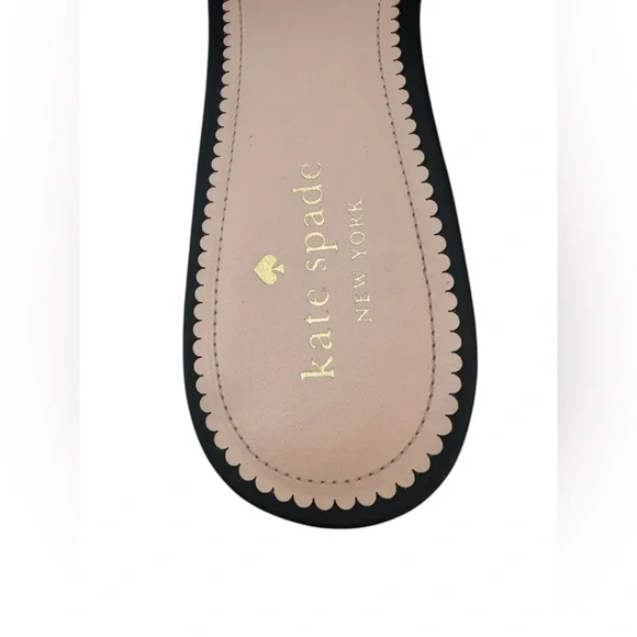 Kate Spade Black Leather Turnlock Slide Sandals Size 10 - Picture 7 of 9